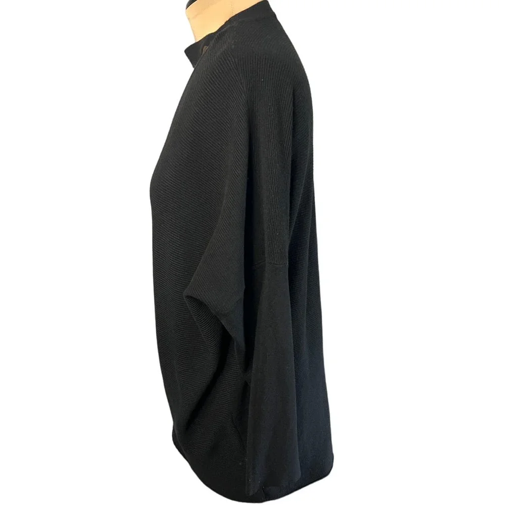 Jodifl Black Ribbed Choker Neck Cutout Oversized Sweater Women's L